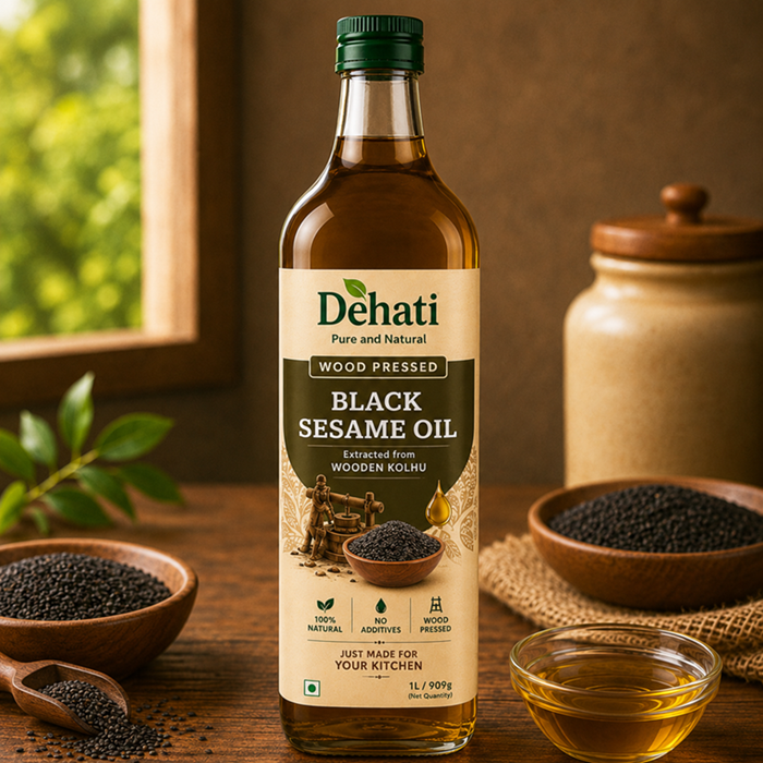 Dehati Wood Pressed Black Sesame Oil | 100% Pure & Natural